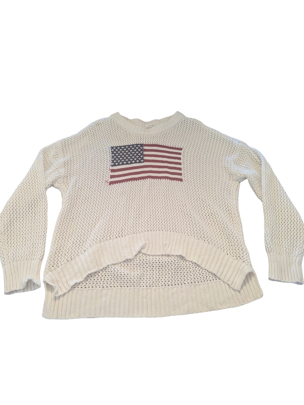 EUC Maurices Womens XL Americana Open Stitch Sweater Flag